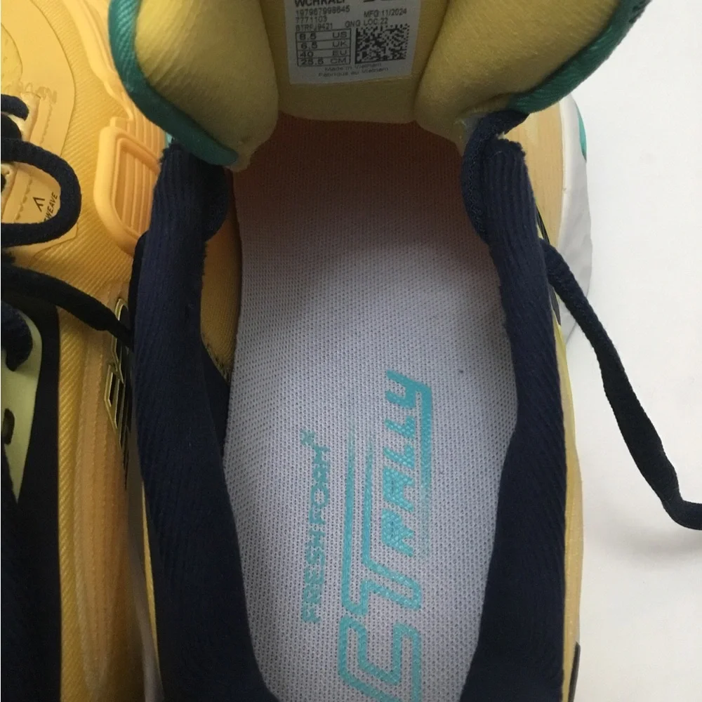 New Balance Yellow and Teal Sneakers with Navy Laces